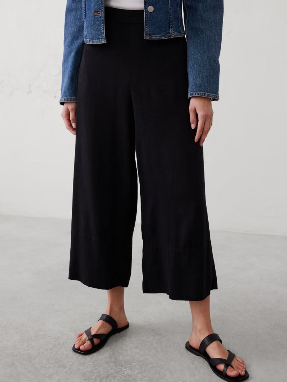 Anyday Wide-Leg High-Rise Linen-Blend Cropped Pant - Size S